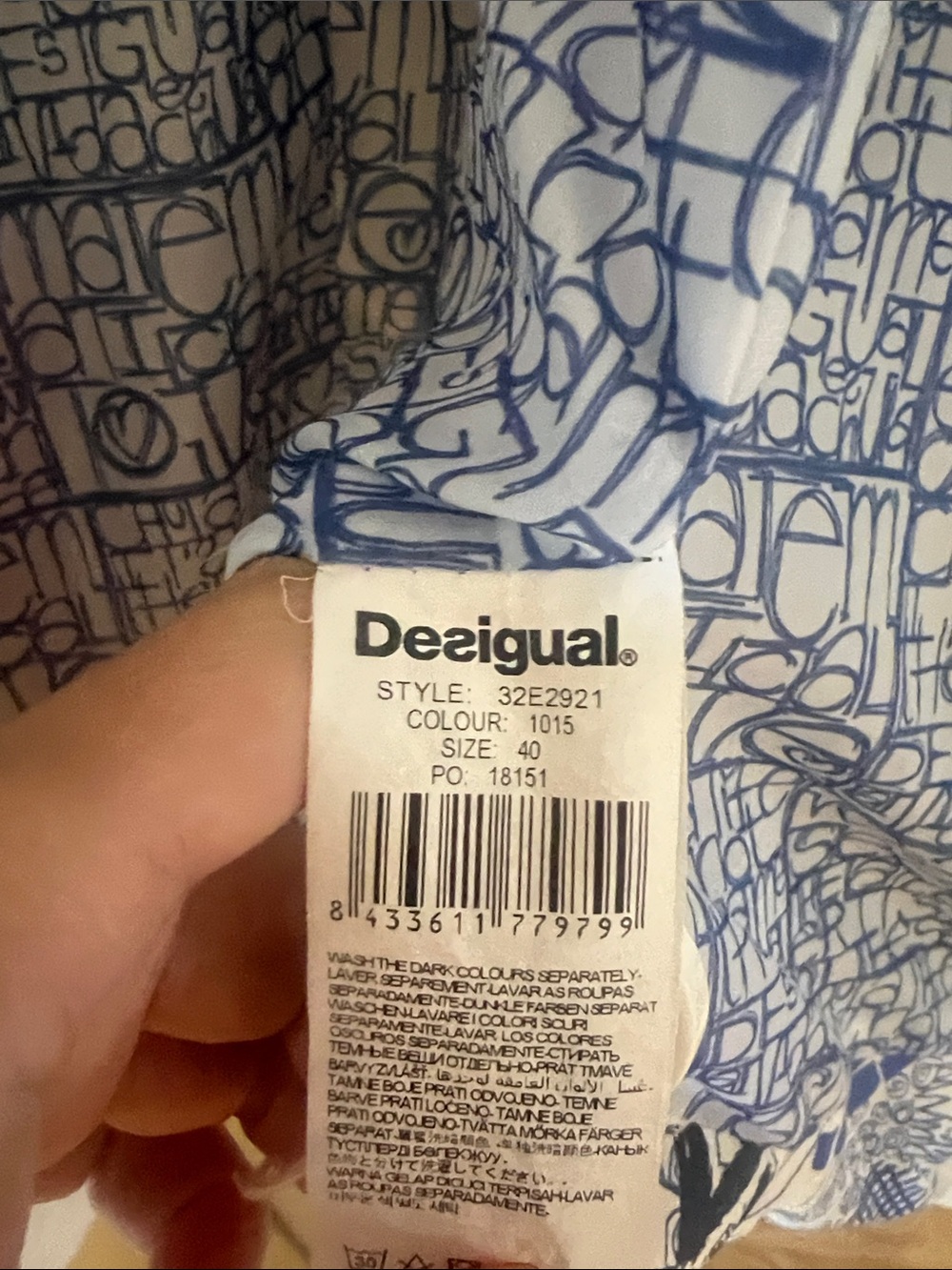 Desigual Ivory Graffiti Floral Trench Coat Size 40 - Picture 10 of 12